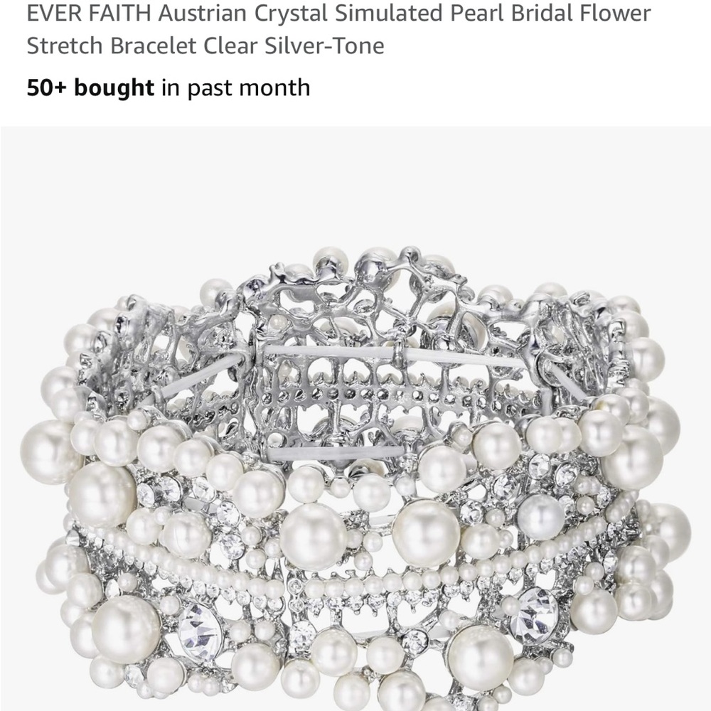 Silver-Tone Pearl and Crystal Bracelet
